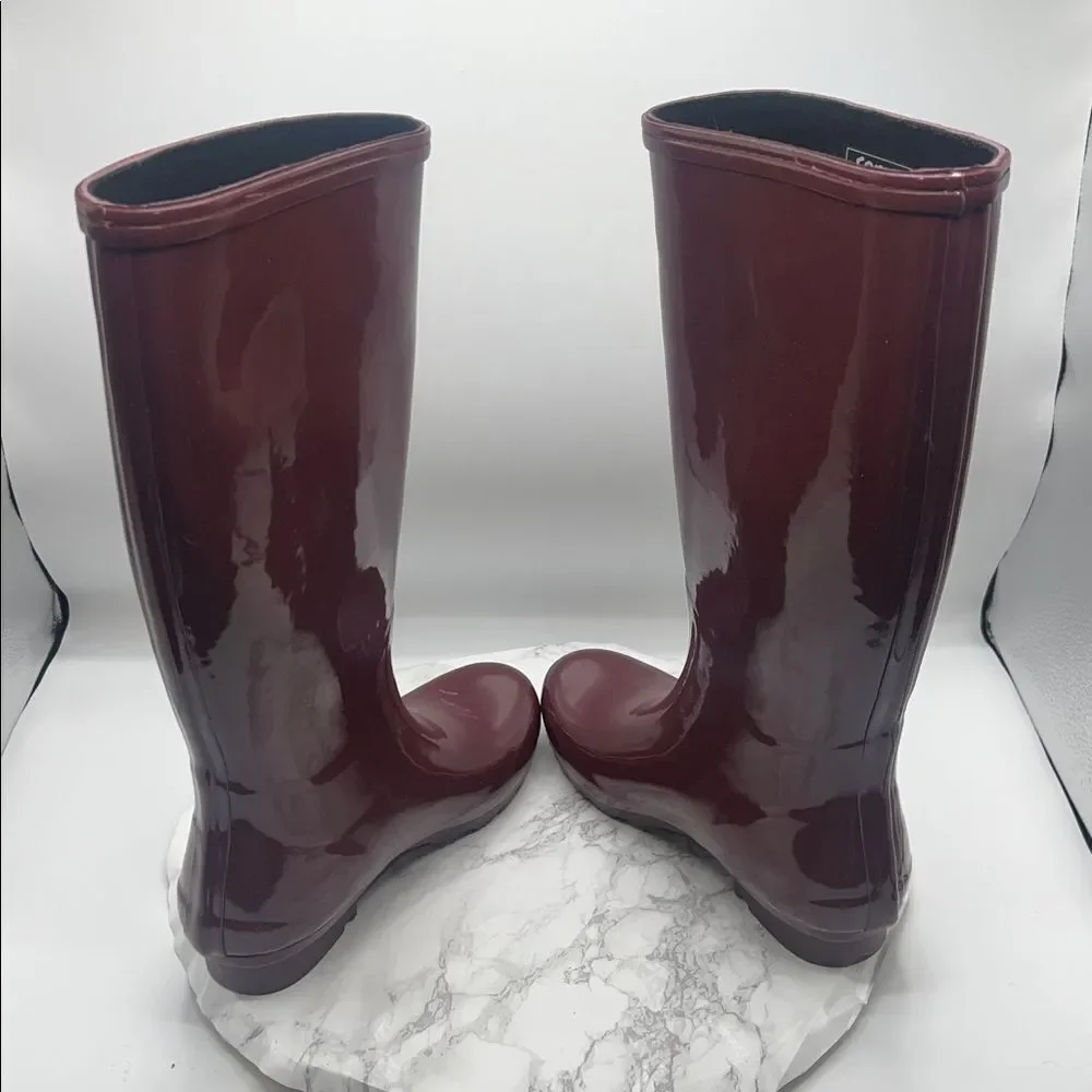 ROMA Tall Burgundy Rubber Rain Boots-7